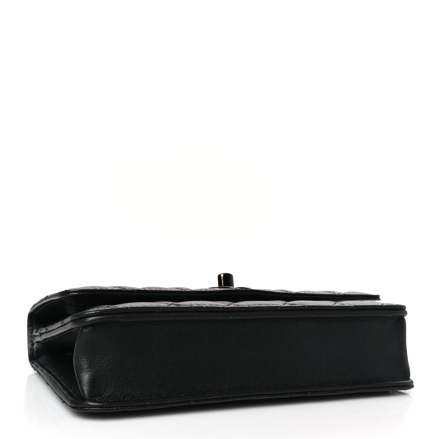 Lambskin Quilted Trendy CC Wallet On Chain WOC So Black