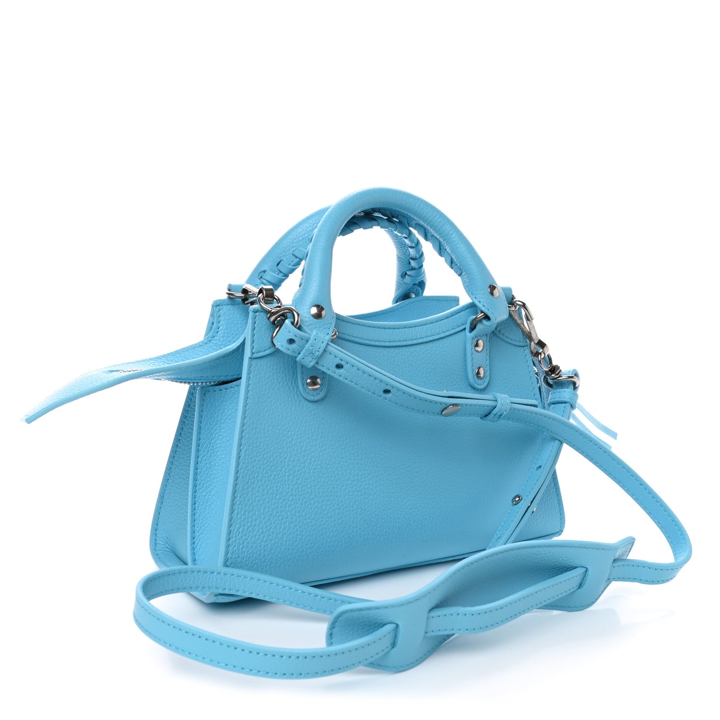 Grained Calfskin Neo Classic Silver Hardware Mini City Azur
