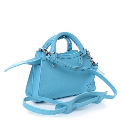 Balenciaga Grained Calfskin Neo Classic Silver Hardware Mini City Azur 2 of 4