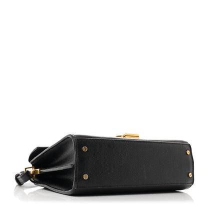 Saint Laurent Grain de Poudre Mini Classic Monogram Cassandra Top Handle Black Rouge Legion 4 of 12