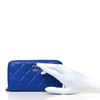 Chanel Lambskin Quilted Medium Zip Around Wallet Blue 2 of 12