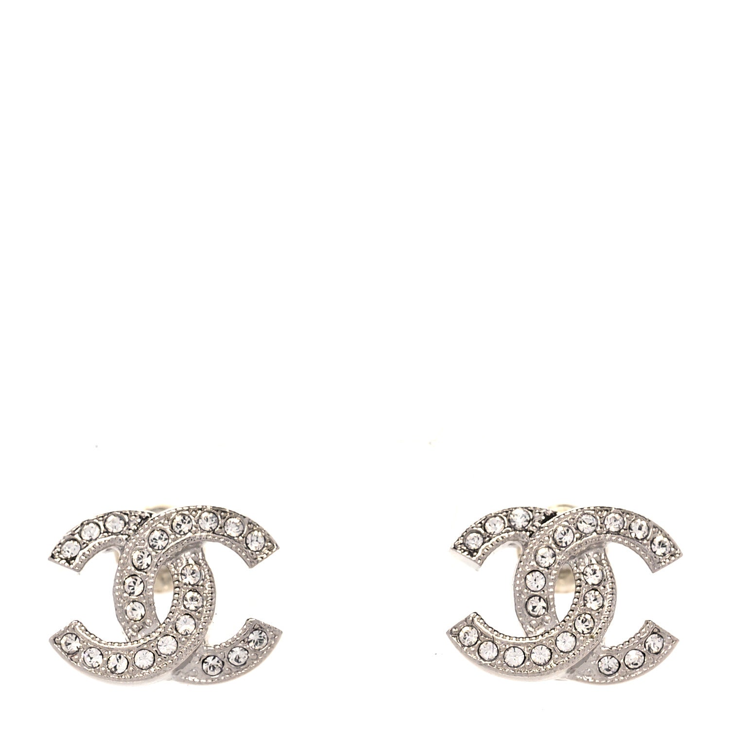 Chanel Crystal Mini Timeless CC Earrings Silver 1 of 5