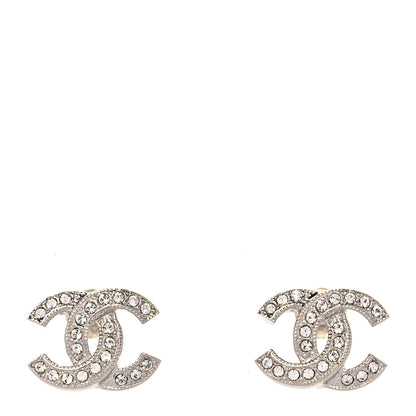 Chanel Crystal Mini Timeless CC Earrings Silver 1 of 5