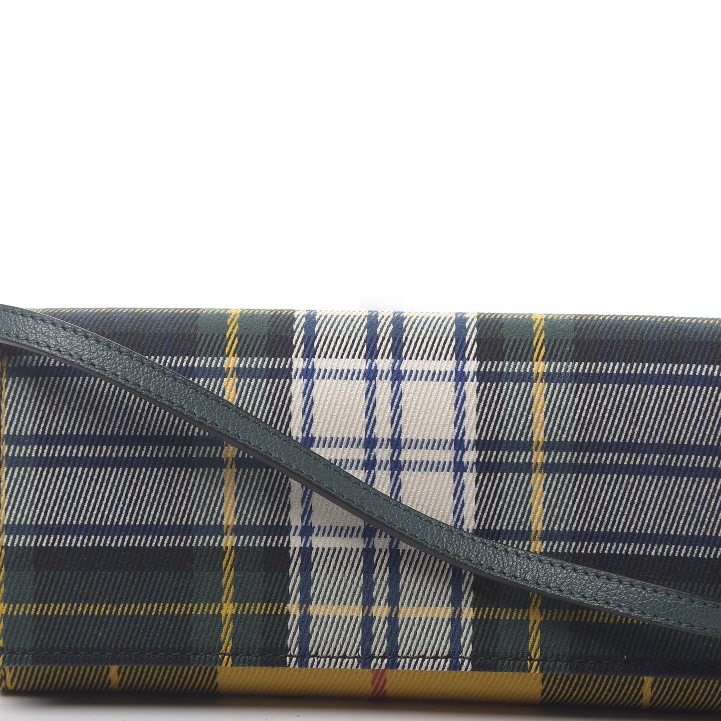 Canvas Tartan Check Mix Henley Wallet on Chain Green Multicolor