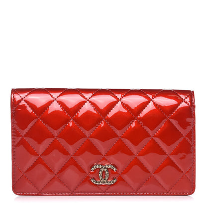 Chanel Patent Quilted Brilliant Yen Wallet Red 1 of 9