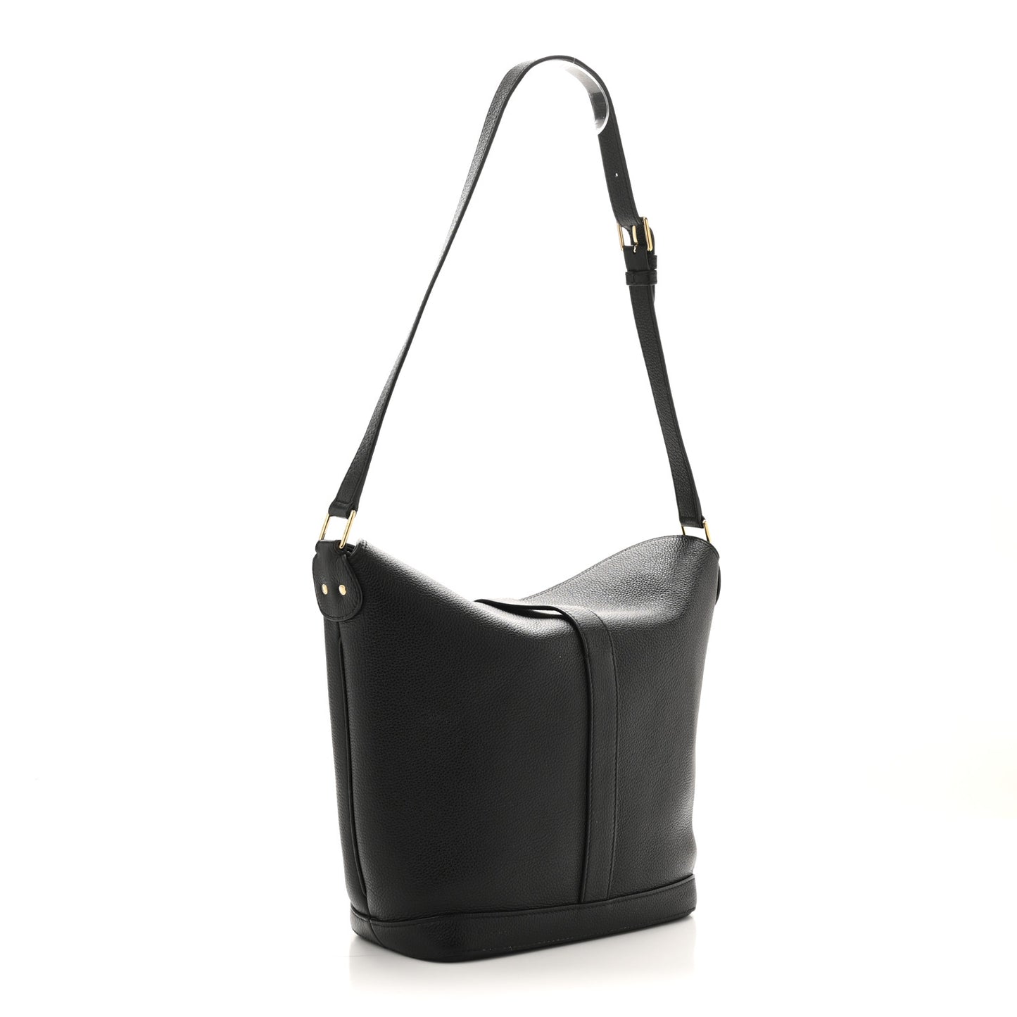 Soft Grained Calfskin Medium Bucket Bag Black
