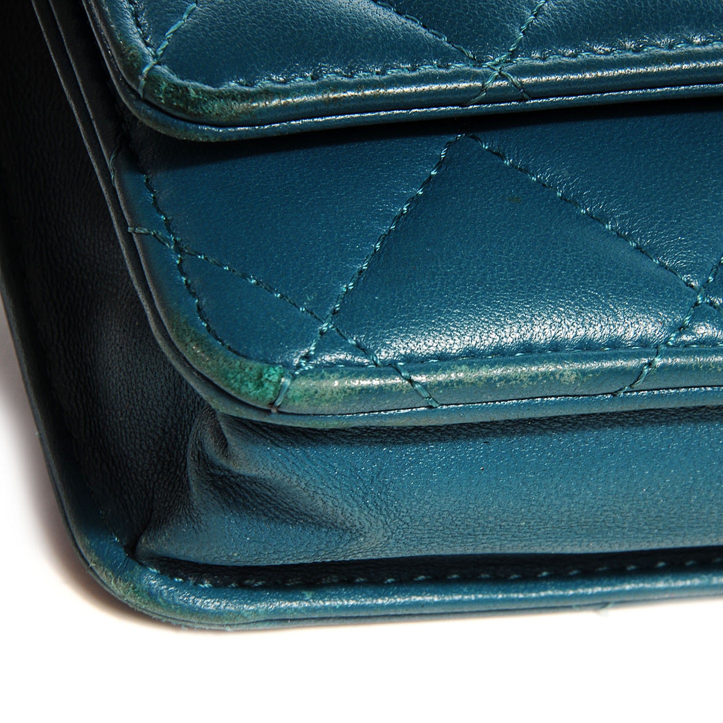 Lambskin Quilted Wallet On Chain WOC Turquoise
