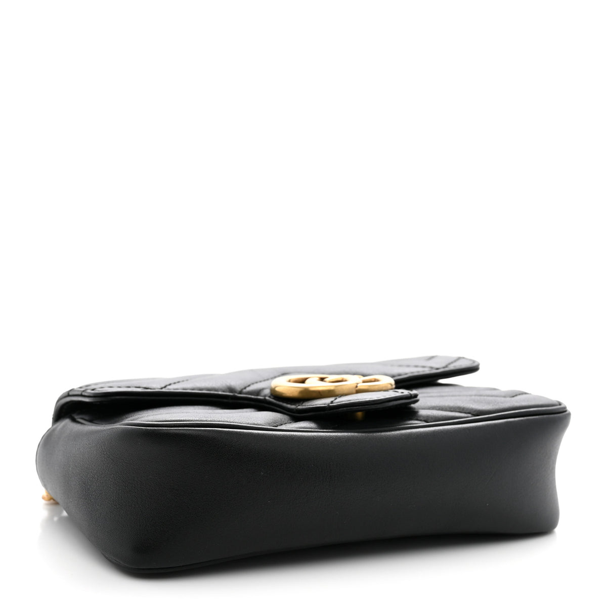 Calfskin Matelasse Super Mini GG Marmont Shoulder Bag Black