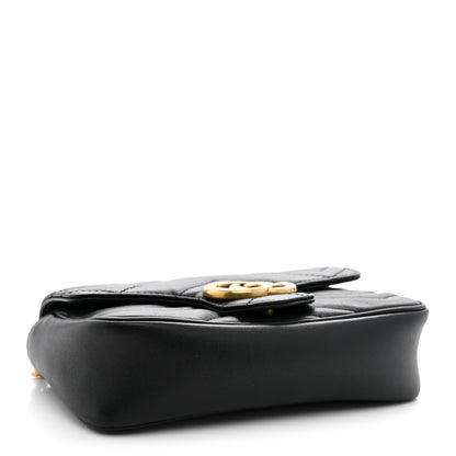 Gucci Calfskin Matelasse Super Mini GG Marmont Shoulder Bag Black 4 of 12
