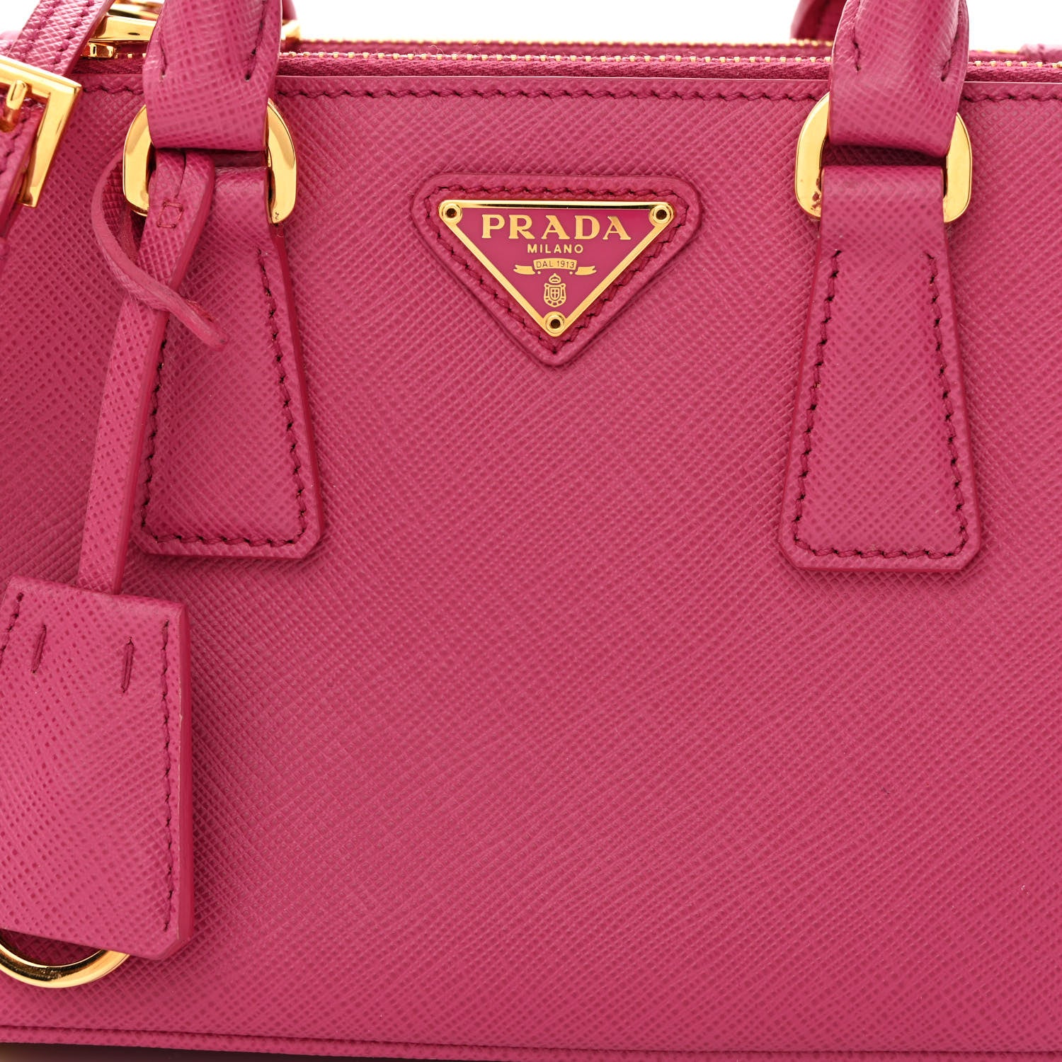 Prada Saffiano Lux Micro Galleria Double Zip Tote Peonia 9 of 11