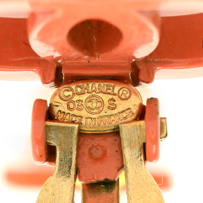 Chanel Resin CC Dangle Clip On Earrings Orange 4 of 4