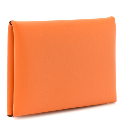 Hermes Epsom Calvi Card Case Orange 3 of 8