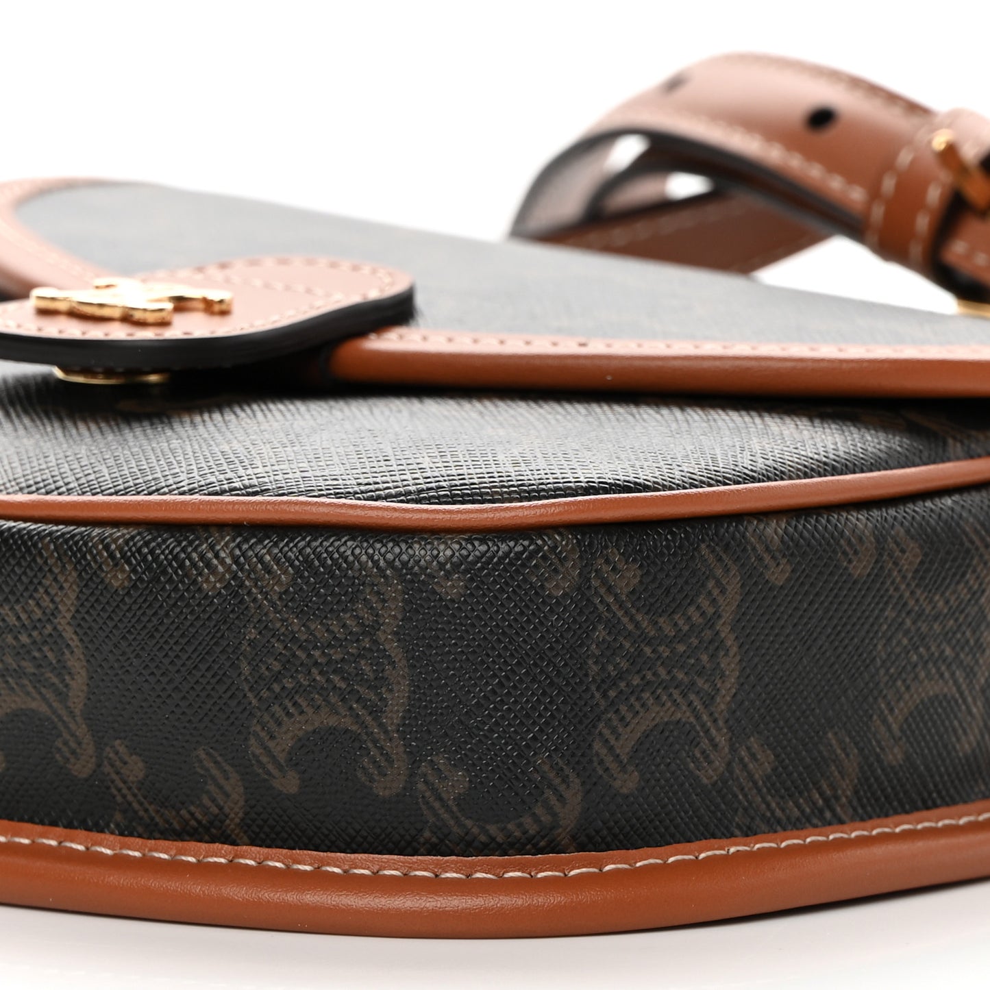 Canvas Calfskin Triomphe Mini Besace Tan
