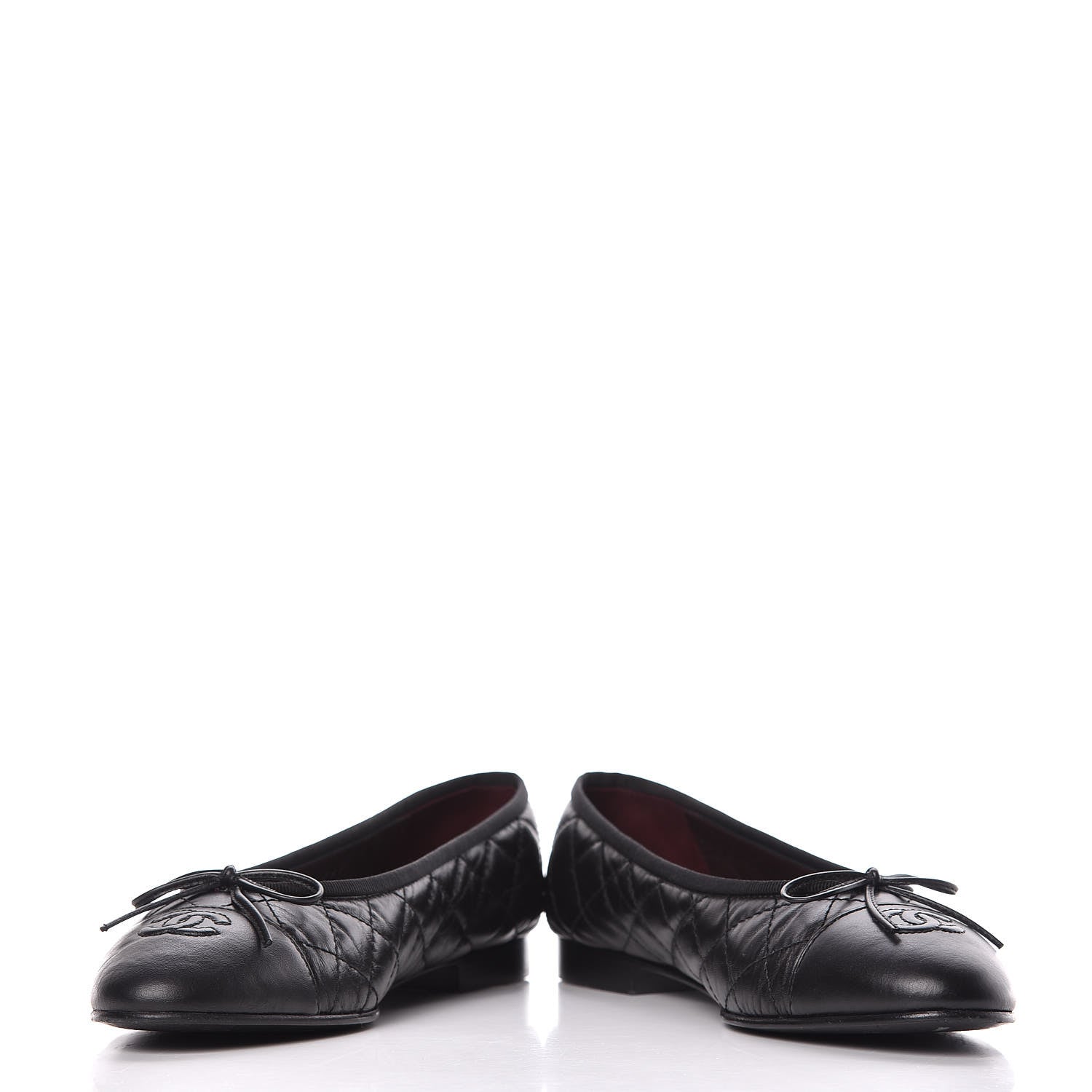 Chanel Aged Calfskin Quilted CC Cap Toe Ballerina Flats 40 Black 5 of 15