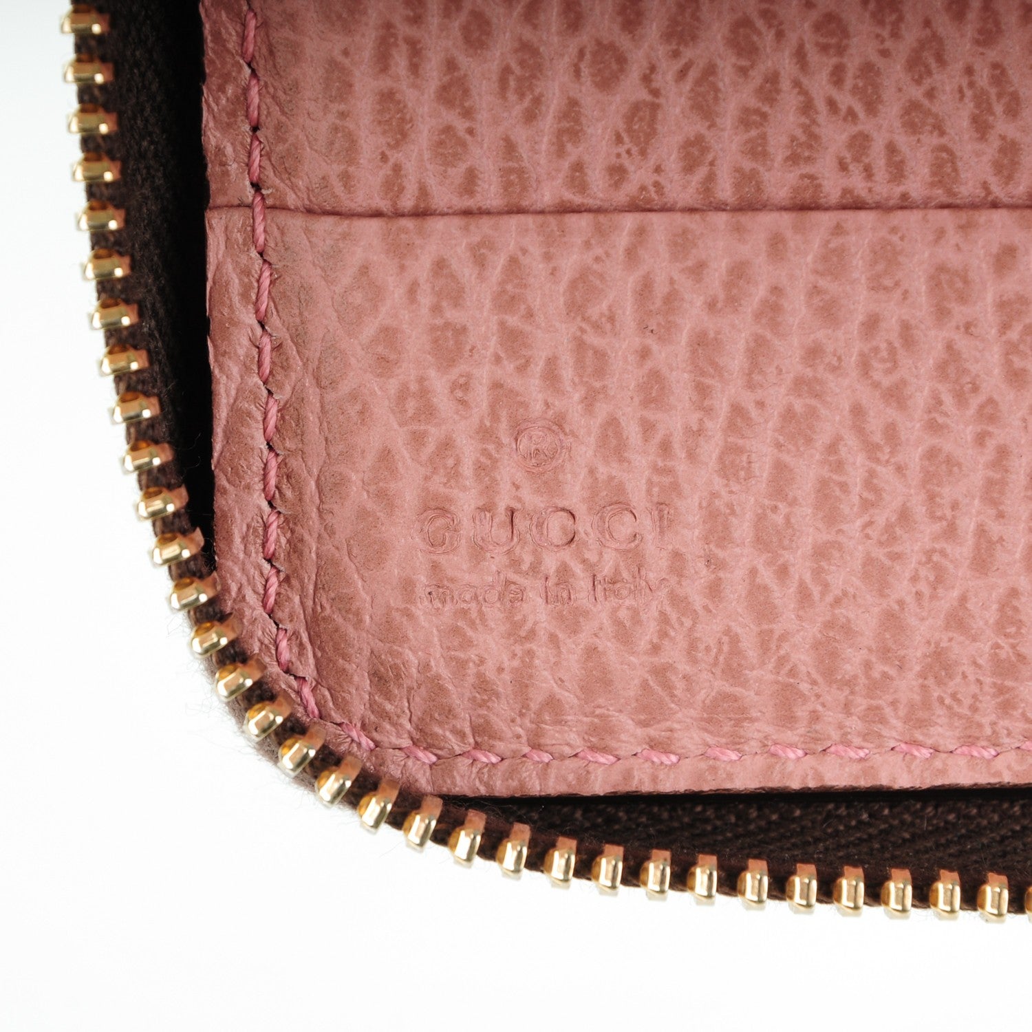 Gucci Dollar Calfskin Bi-Color Medium Swing Zip Around Wallet Grey Field Soft Pink 6 of 7
