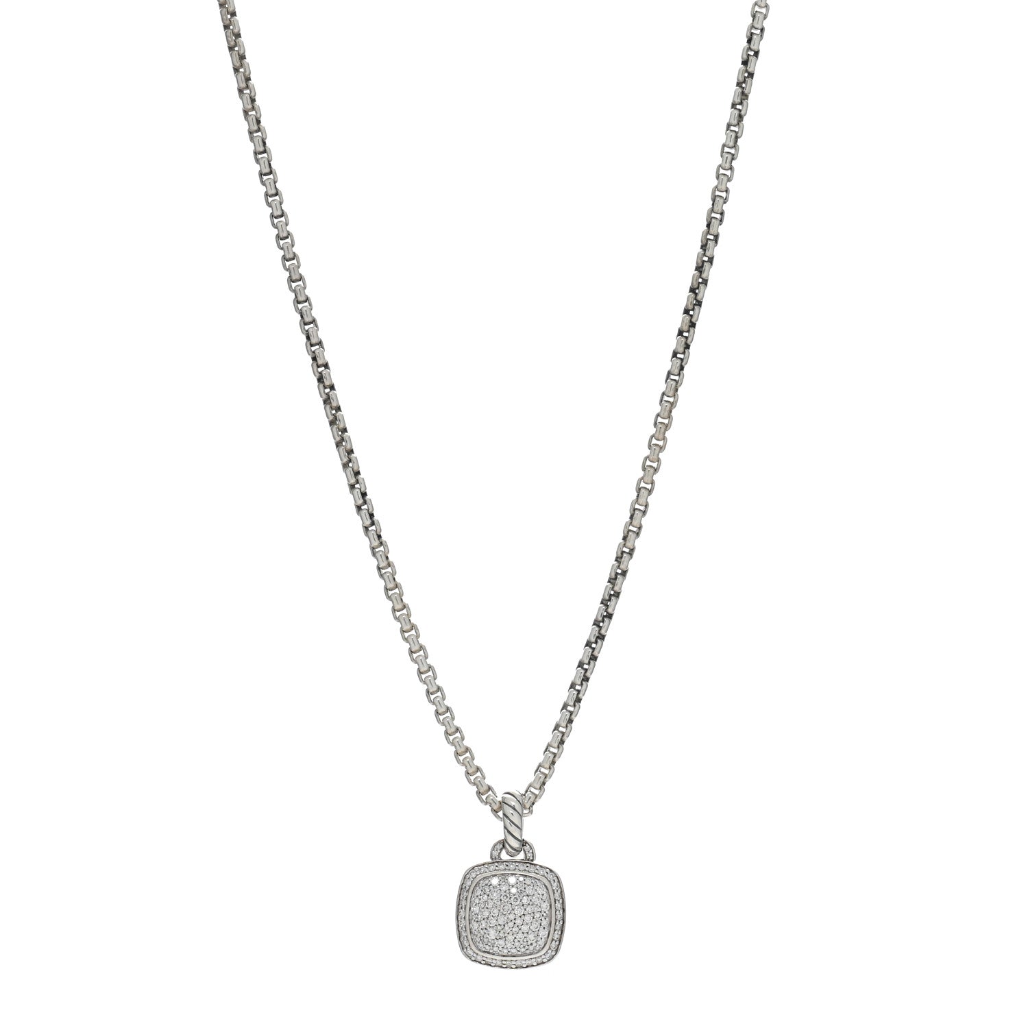 David Yurman Sterling Silver 14K Yellow Gold Diamond 11mm Albion Pendant Necklace 1 of 5