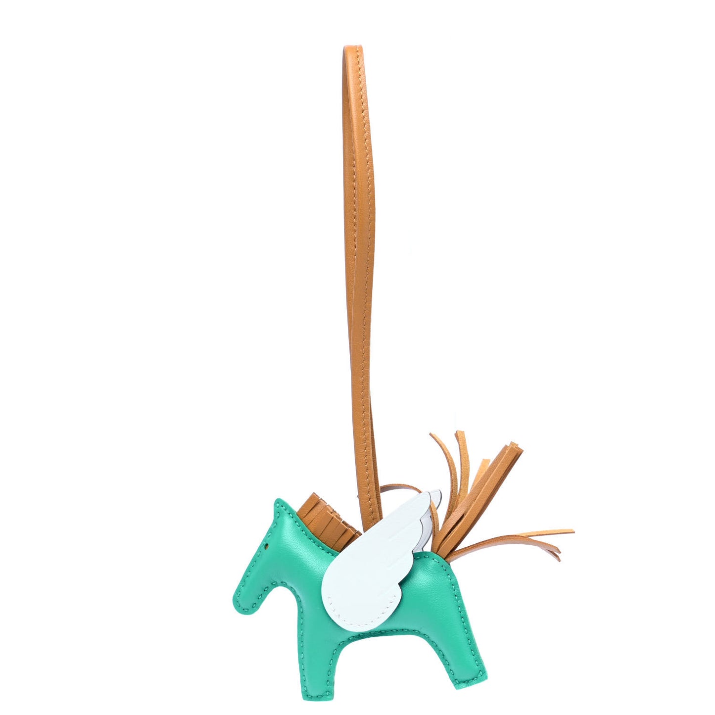 Milo Lambskin Grigri Rodeo Pegase Horse Bag Charm PM Menthe Sesame Bleu Brume