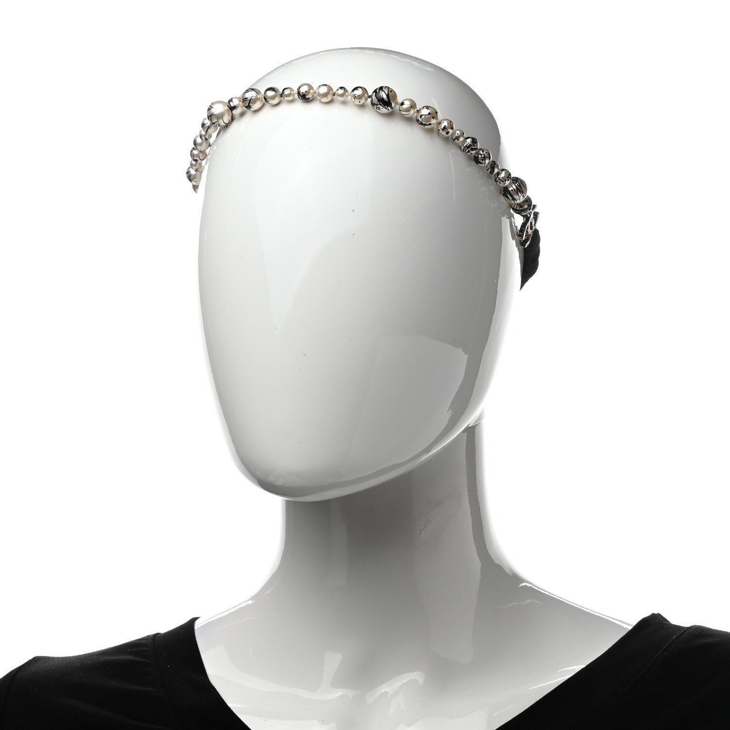 Chanel Pearl Paint Splatter CC Headband Black 2 of 4