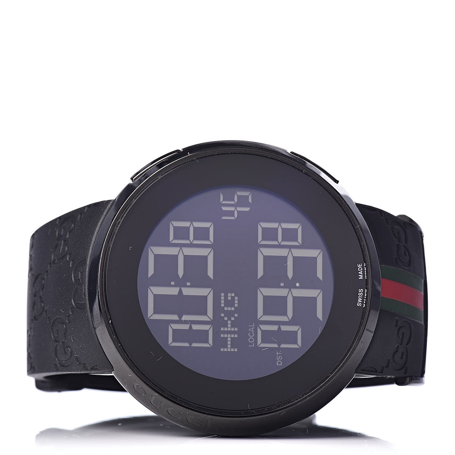 Stainless Steel Rubber 45mm Digital I-Gucci Web Watch Black