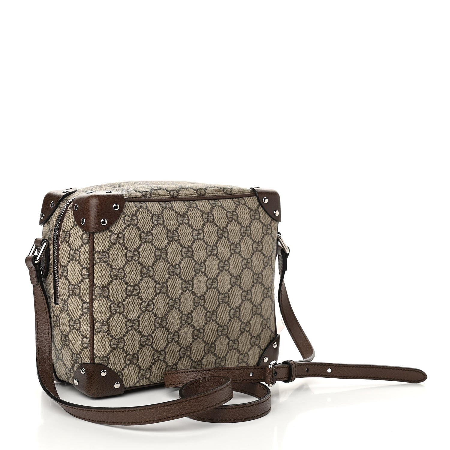 Gucci GG Supreme Monogram Textured Calfskin Square Messenger Bag Beige Ebony New Acero 3 of 10
