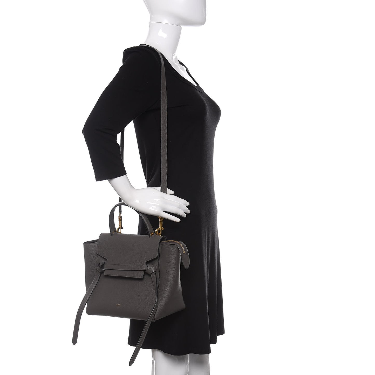 Grained Calfskin Micro Belt Bag Grey