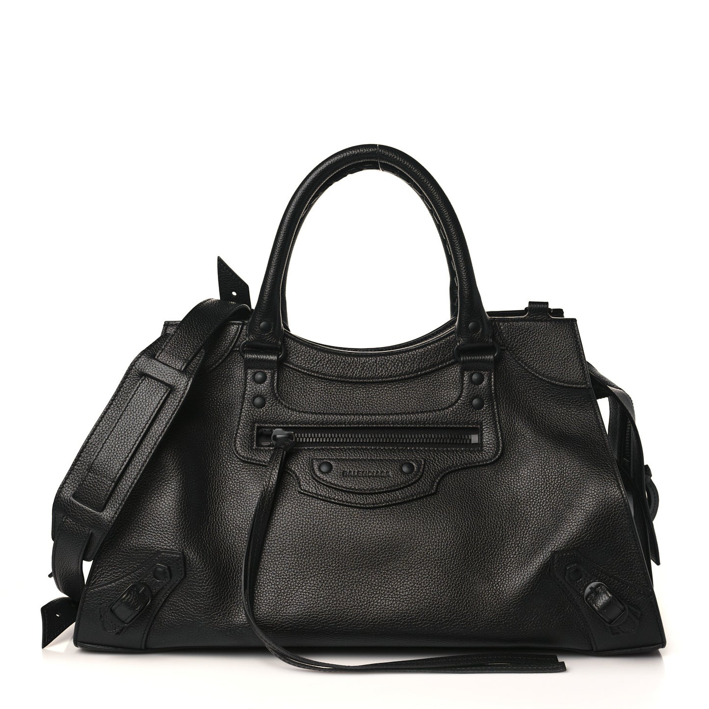 Grained Calfskin Neo Classic Black Hardware Medium City Black