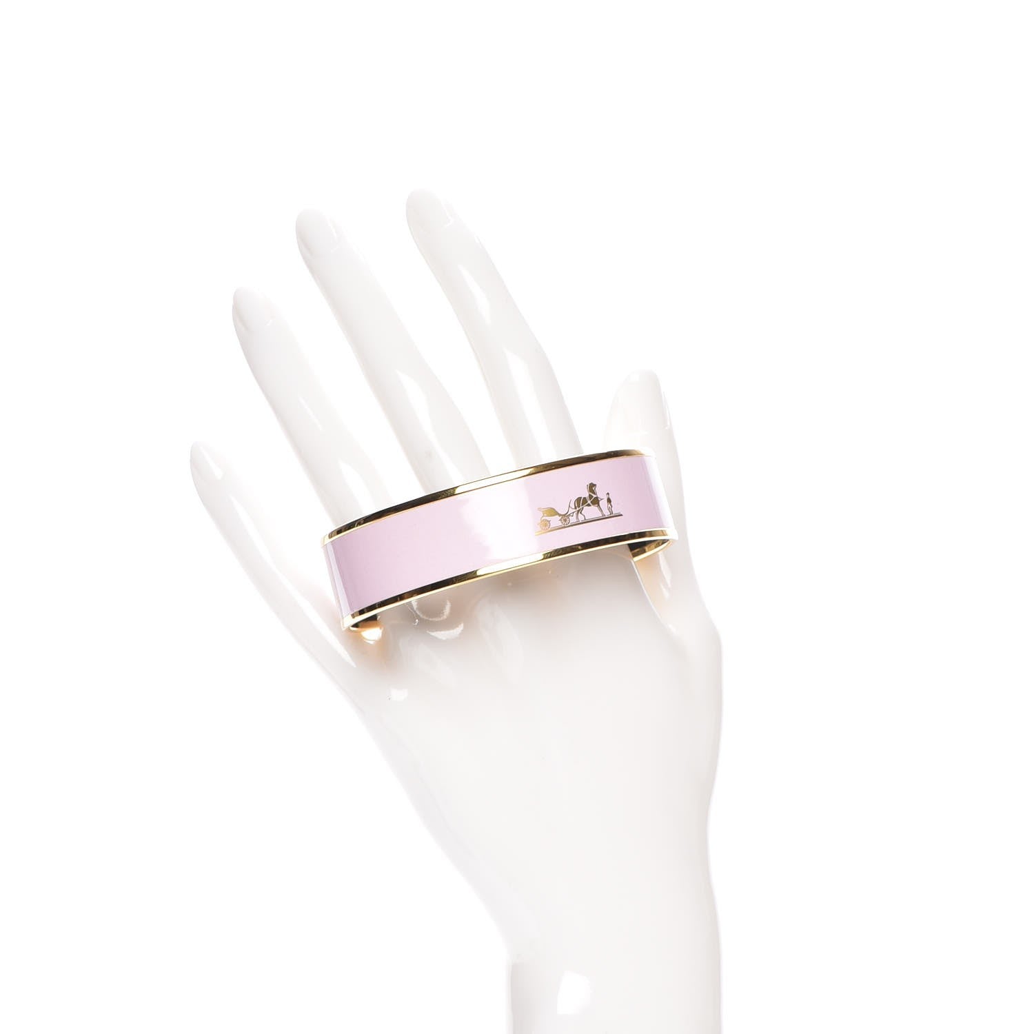 Hermes Enamel Printed Medium Caleche Bracelet 70 Rose Dragee 2 of 5