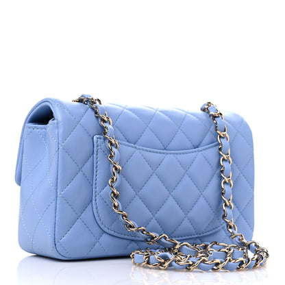 Chanel Lambskin Quilted Mini Rectangular Flap Light Blue 2 of 9