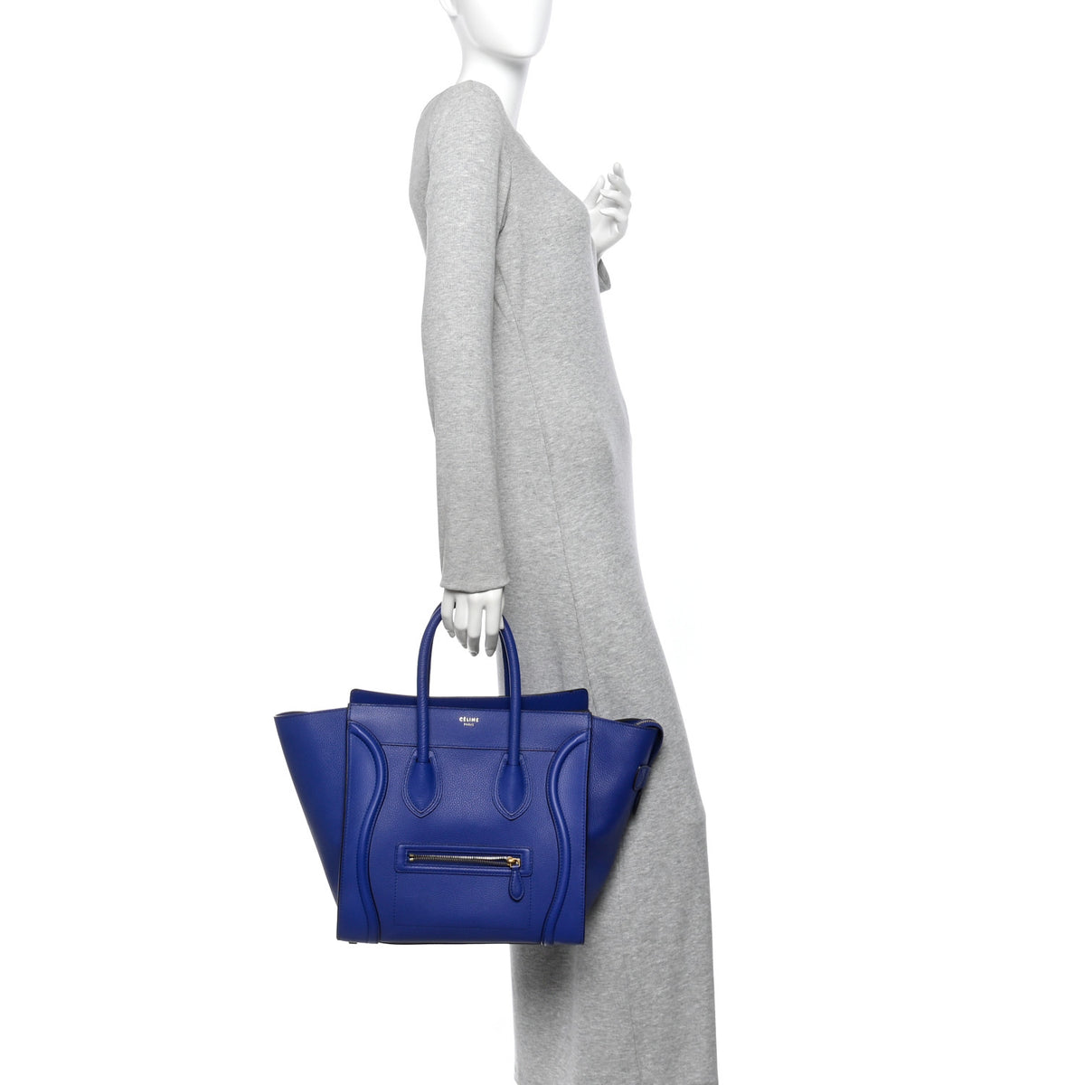 Celine Drummed Calfskin Mini Luggage Indigo 2 of 10