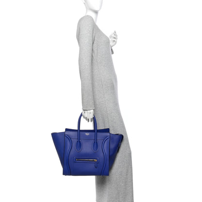 Celine Drummed Calfskin Mini Luggage Indigo 2 of 10