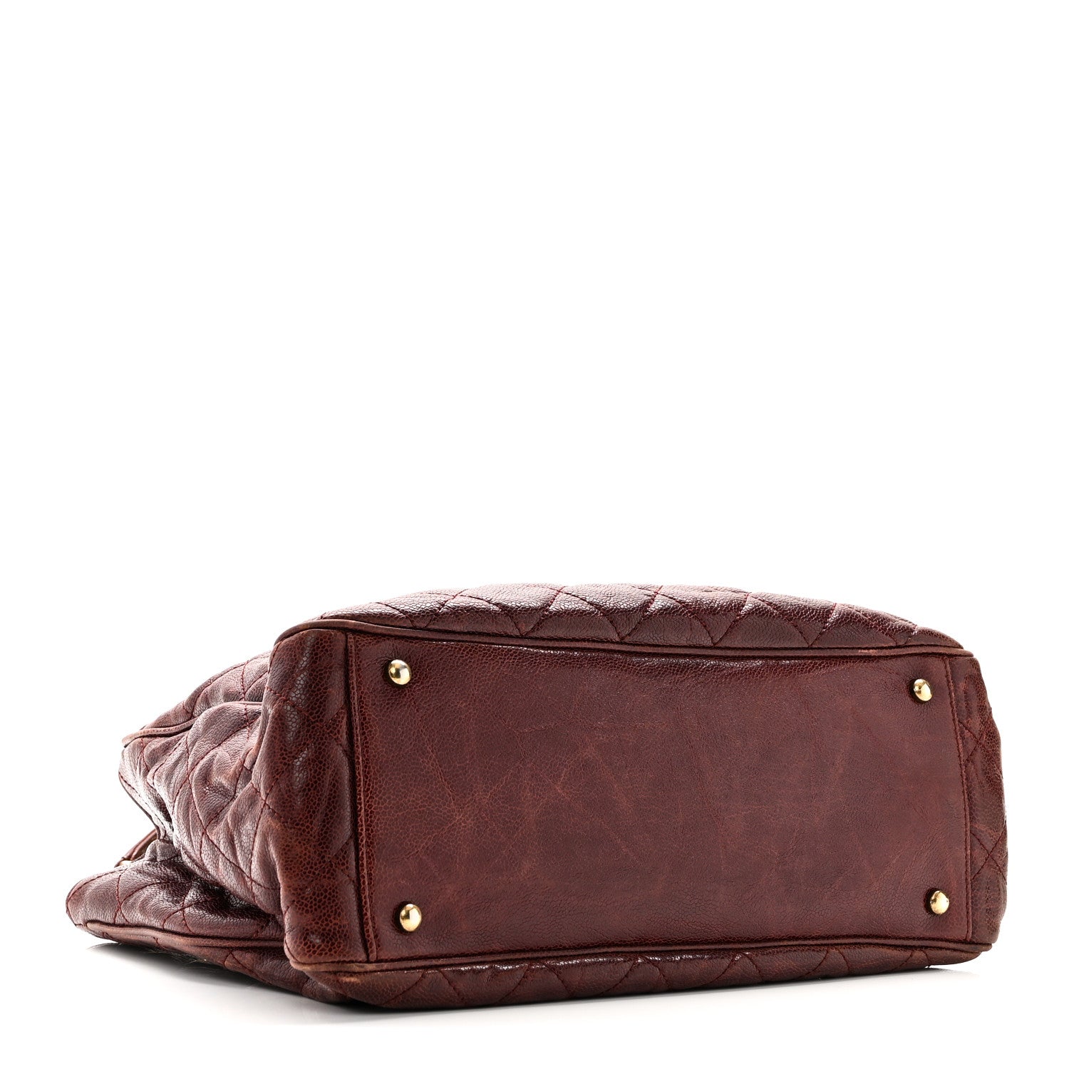 Chanel Glazed Caviar Quilted Small Shiva Tote Burgundy 4 of 10
