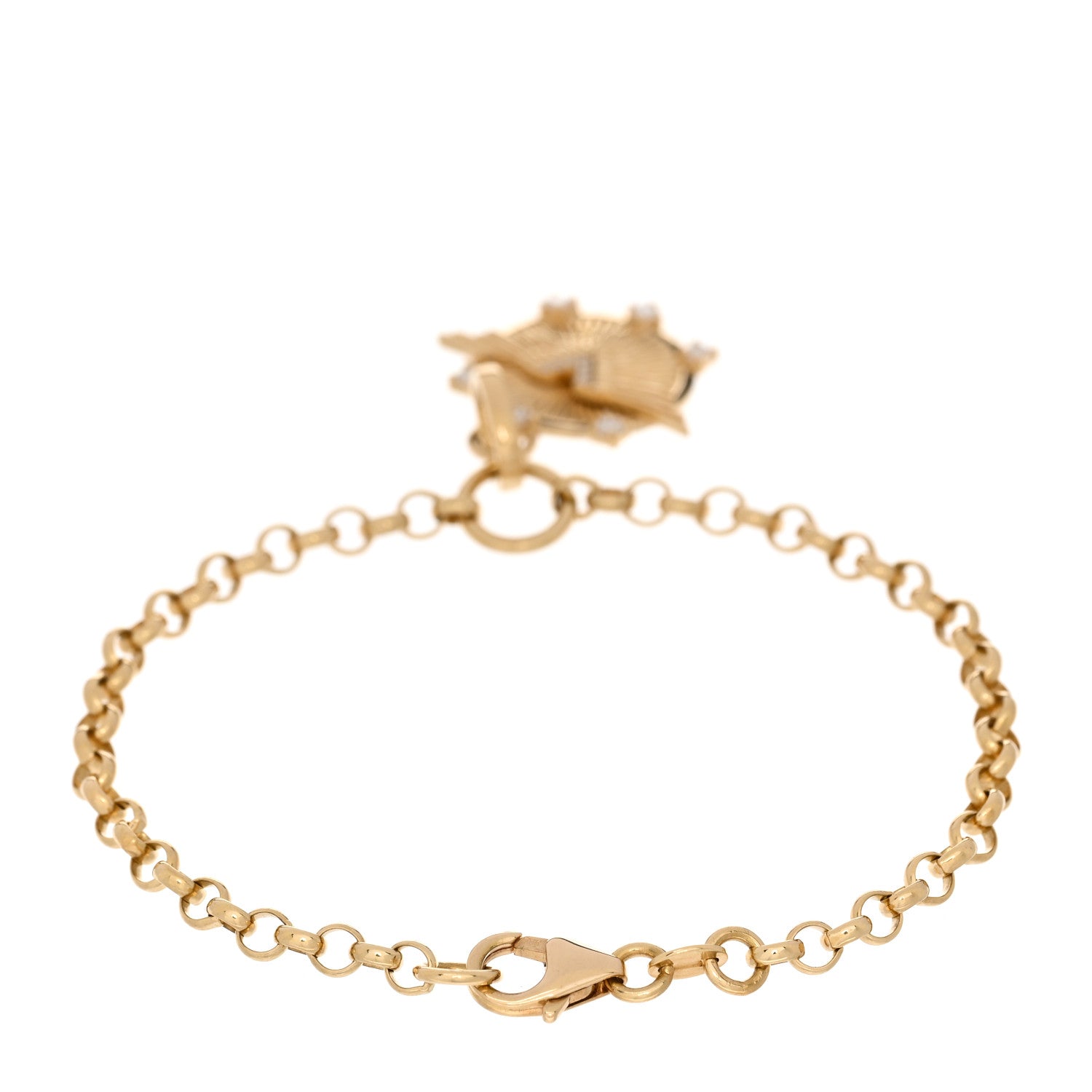 Foundrae 18K Yellow Gold Diamond Passion Baby Vivacity Medallion Belcher Bracelet 2 of 3