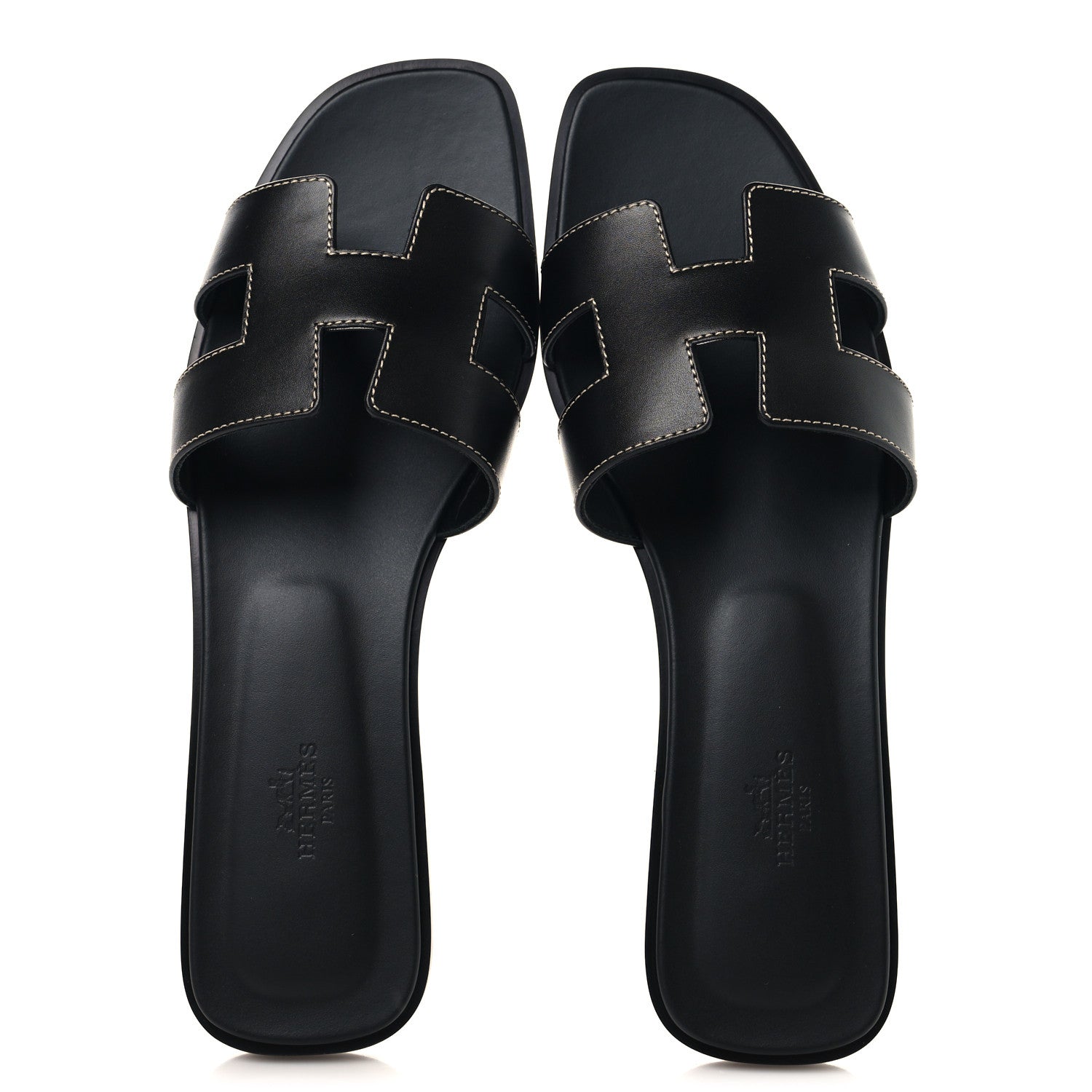 Hermes Box Calfskin Oran Sandals 41 Black 2 of 10