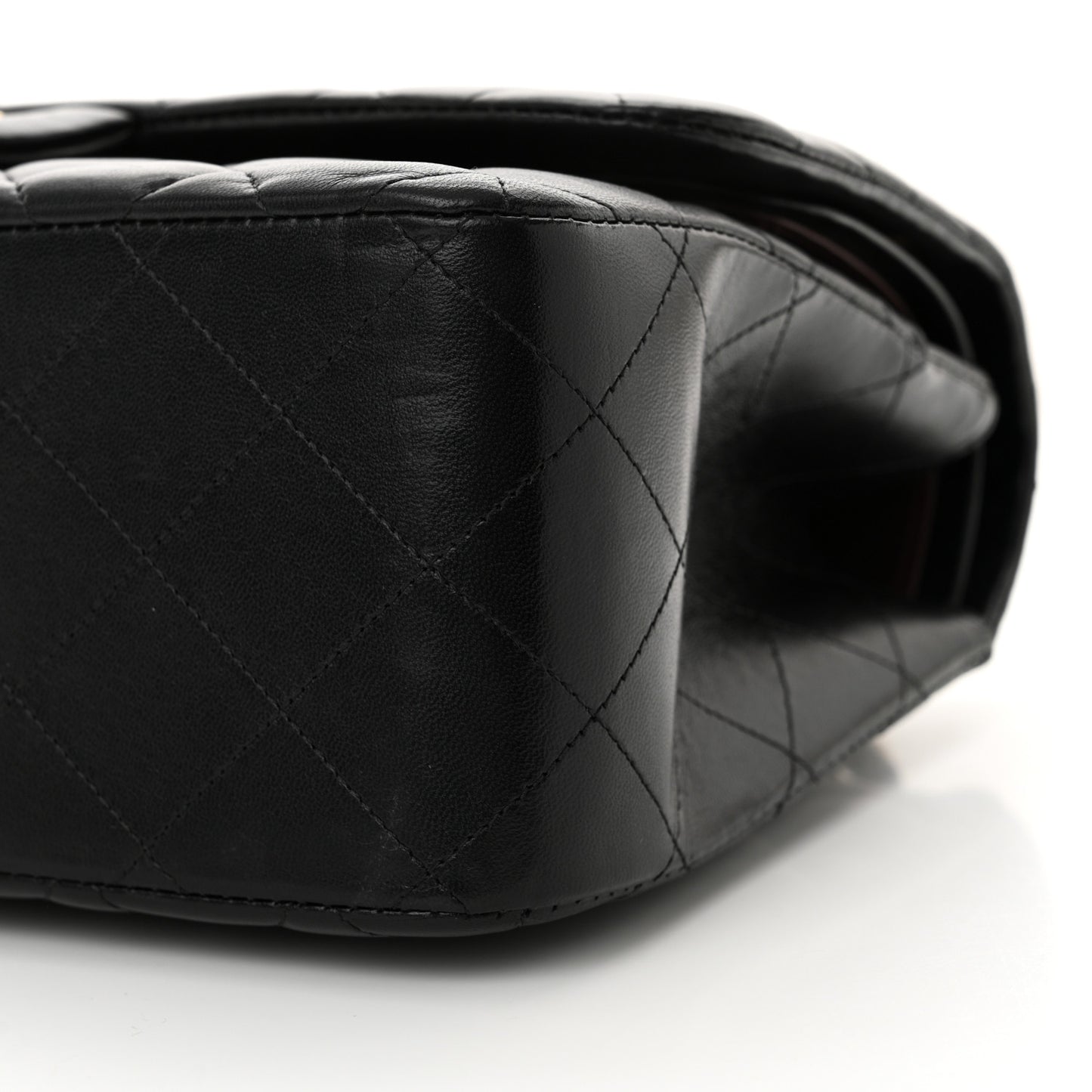 Lambskin Quilted Jumbo Double Flap Black