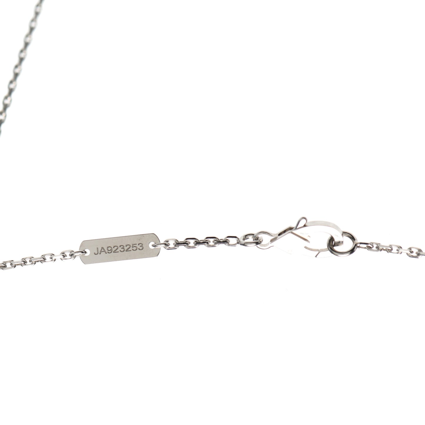 18K White Gold Diamond Guilloche Vintage Alhambra Pendant Necklace