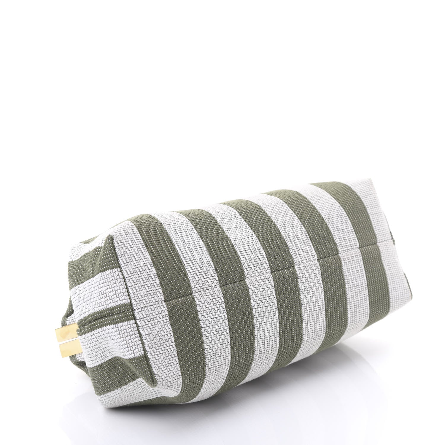 Mansur Gavriel Canvas Stripe Volume Chain Clutch Green White 3 of 8