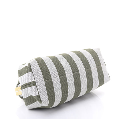 Mansur Gavriel Canvas Stripe Volume Chain Clutch Green White 3 of 8