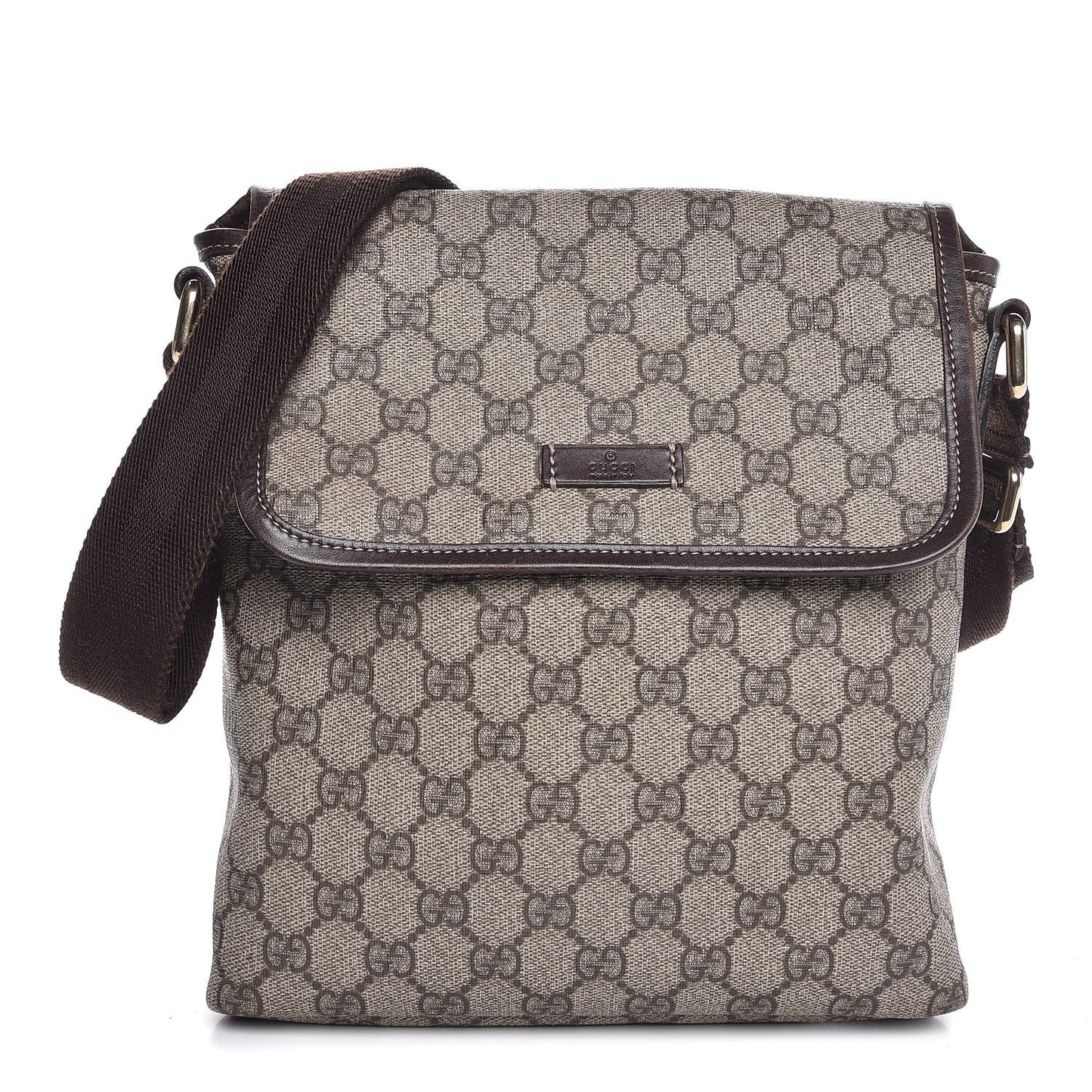 GG Supreme Monogram Selleria Calfskin Small Flap Messenger Bag Beige Ebony Cocoa Dark Chocolate