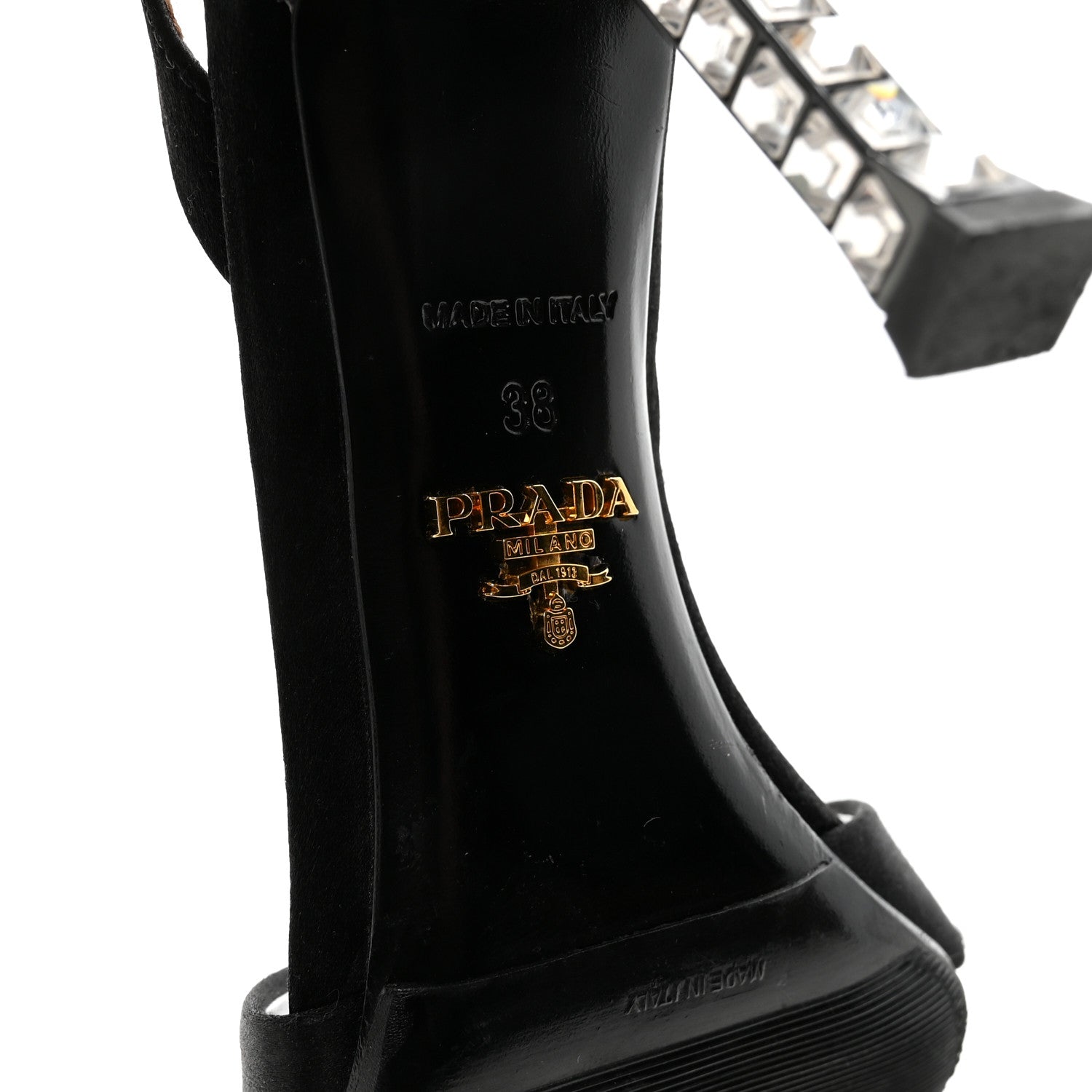 Prada Satin Crystal Pumps 38 Black 7 of 8