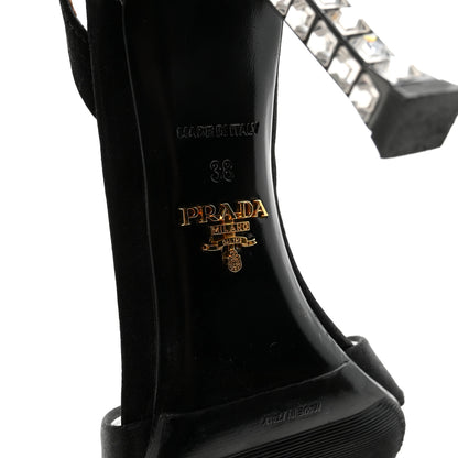 Prada Satin Crystal Pumps 38 Black 7 of 8