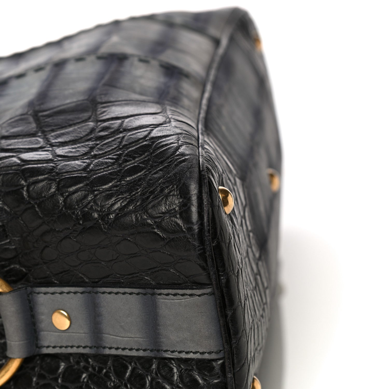 Saint Laurent Nubuck Crocodile Embossed Large Muse Grey 10 of 14