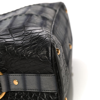 Saint Laurent Nubuck Crocodile Embossed Large Muse Grey 10 of 14