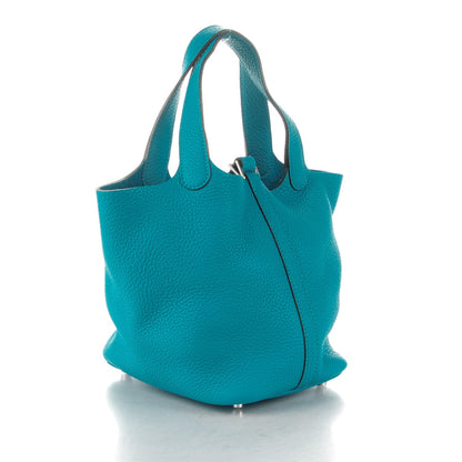Hermes Taurillon Clemence Picotin Lock 18 PM Turquoise 3 of 7