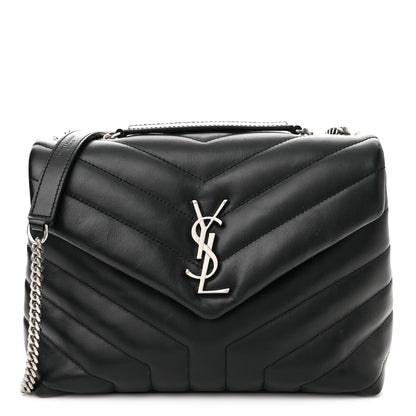 Saint Laurent Calfskin Y Quilted Monogram Small Loulou Chain Satchel Black 1 of 10