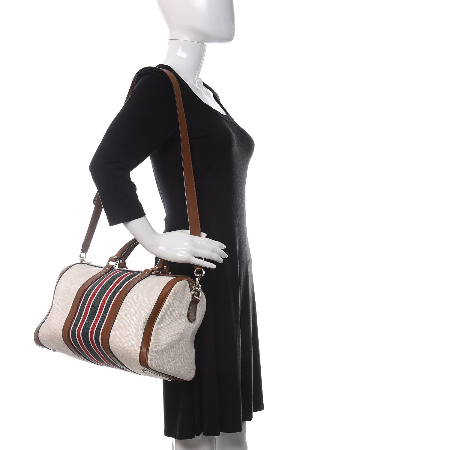 Gucci Canvas Vintage Web Medium Boston Off White 2 of 16