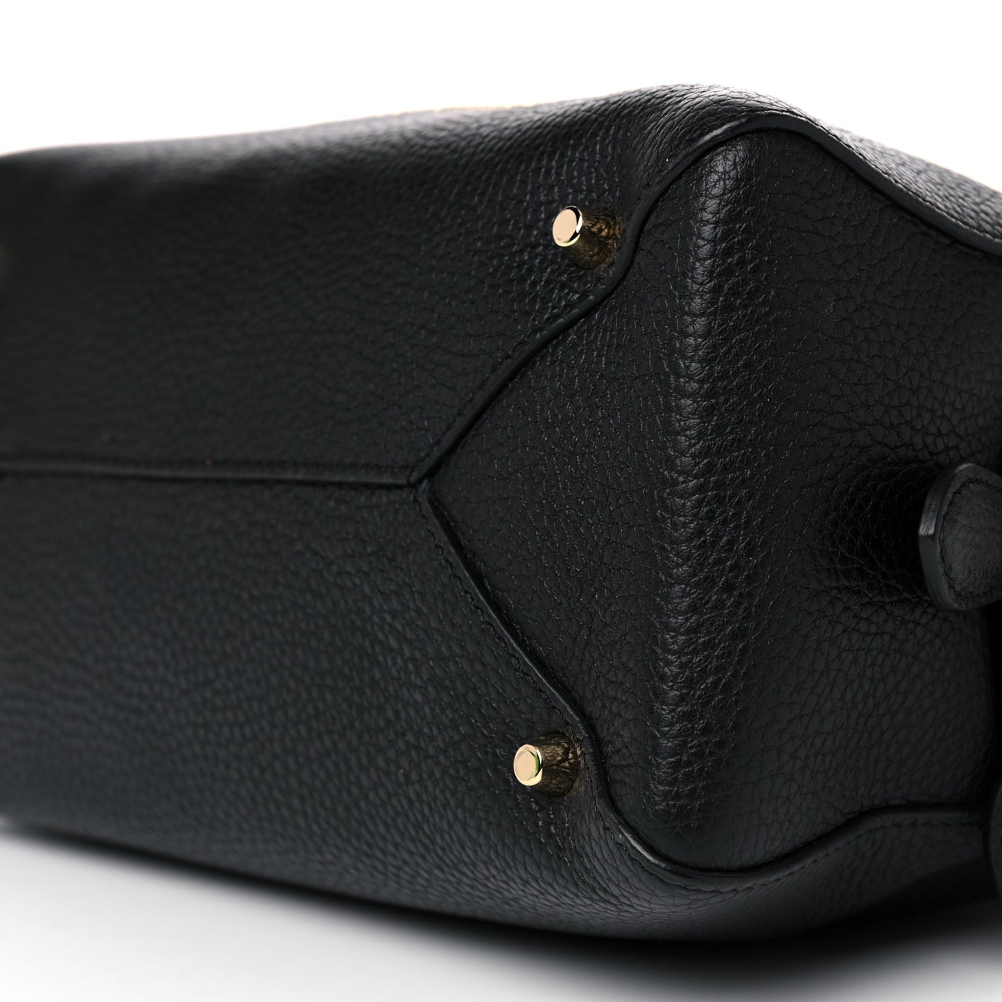 London Grainy Calfskin Small Greenwood Bowling Bag Black