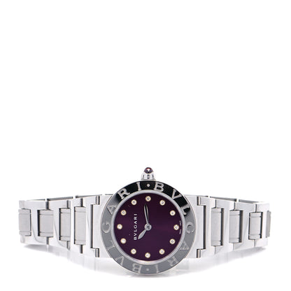 Bulgari Stainless Steel Diamond 26mm Quartz Watch Purple 2 of 5