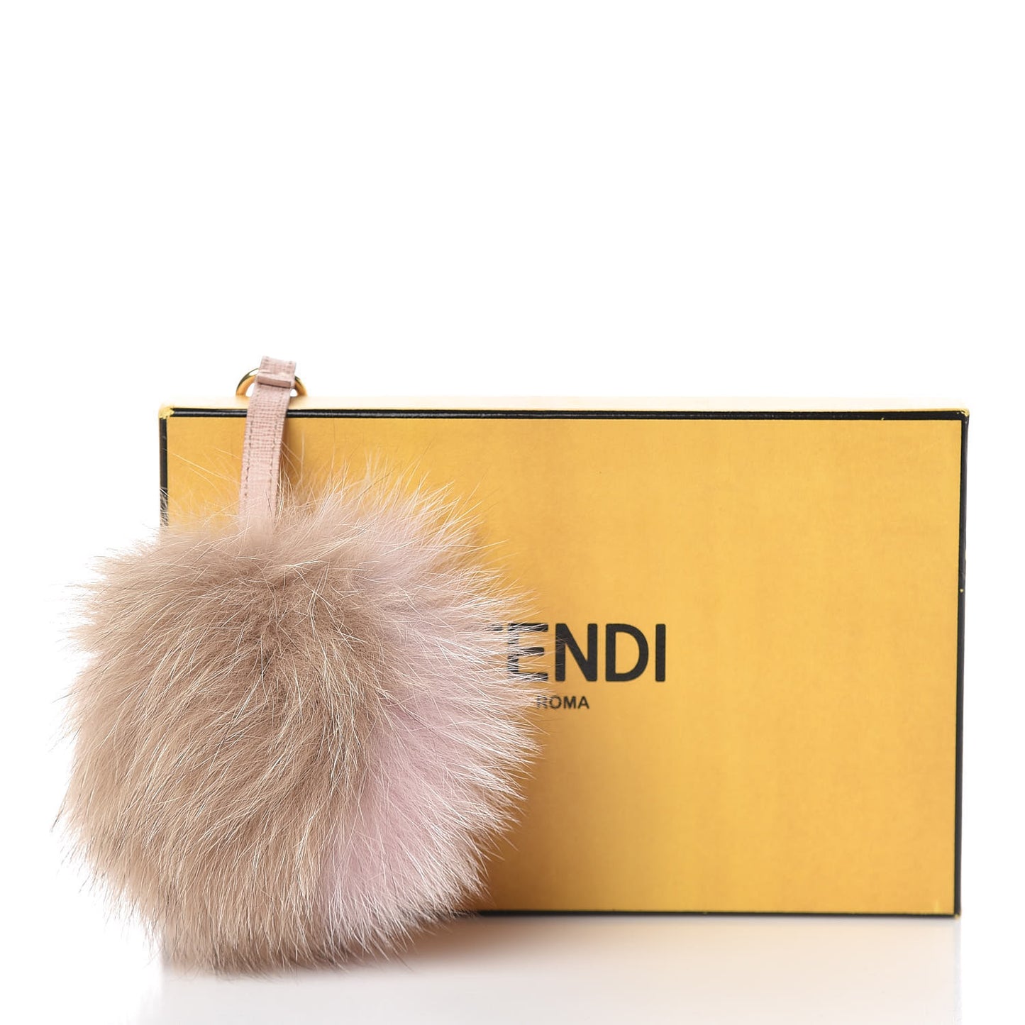 Fox Fur Vitello Elite Bi-Color Pom Pom Bag Charm Rosa Cammello Cipria