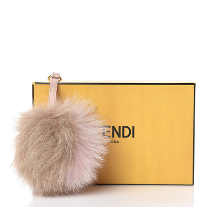 Fendi Fox Fur Vitello Elite Bi-Color Pom Pom Bag Charm Rosa Cammello Cipria 4 of 4