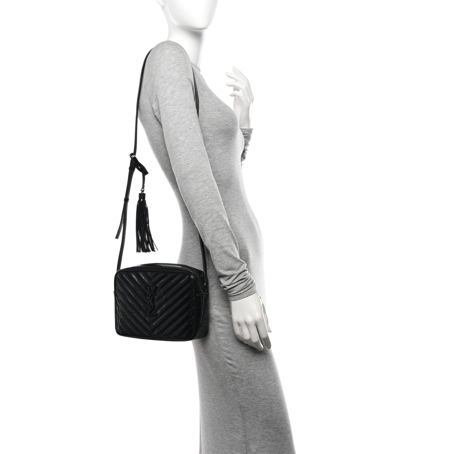 Saint Laurent Patent Calfskin Matelasse Monogram Lou Camera Bag Black 2 of 10